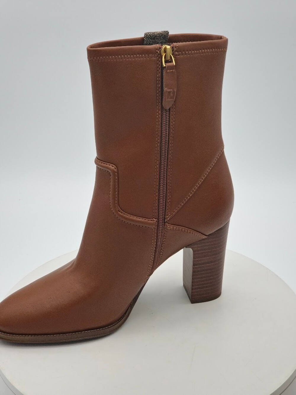 Franco Sarto Informa Women’s Cognac Brown Ankle Boots Block Heel Size 9.5 M NEW - Picture 7 of 10
